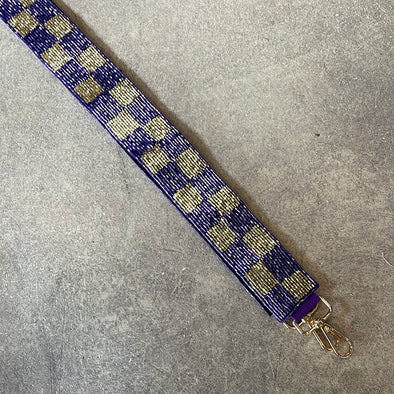 Purple & Gold Checkered Beaded Strap