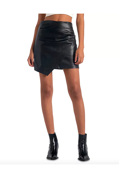 Elan Faux Black Leather Mini Skirt