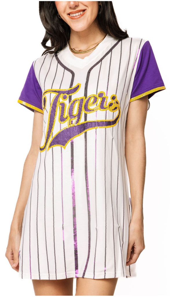 lsu t shirt dress LSU | LSU Sequin Cuff Sleeve Knit Dress