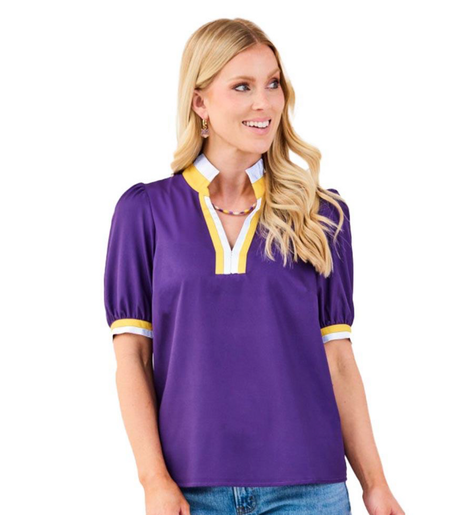 Mary Square Purple and Gold Tricia Top