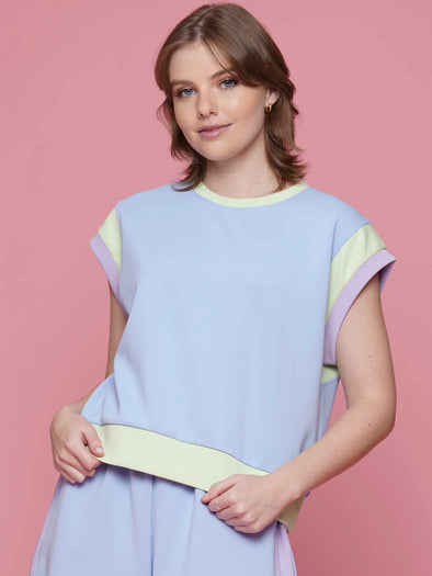Why Dress Pastel Color Block Top