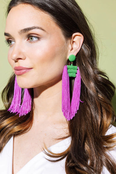 Lauren Tassel Earrings/ Green and Purple