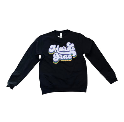Mardi Gras Cursive Black Sweatshirt