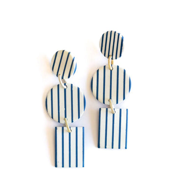 Sunshine Tienda Blue Stripe Harbor Earrings