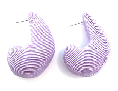 Lilac Cord Wrapped Teardrop Earring
