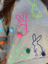QOS Grey Scattered Bunny Sweatshirt