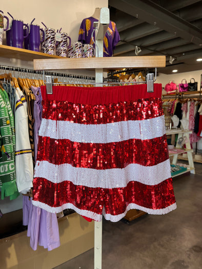 Why Dress Red and White Sequin Shorts