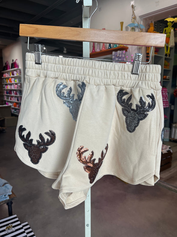 QOS Beige Deer Head Shorts