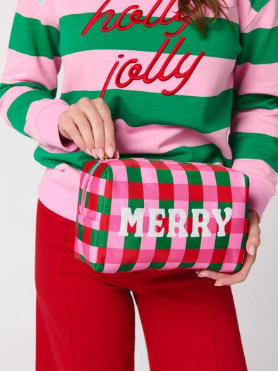 Shiraleah Multi Cara Checkered "Merry" Zip Pouch