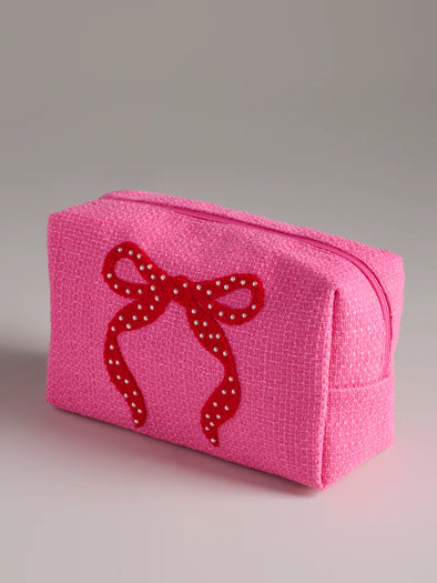 Shiraleah Large Pink Mara Bow Zip Pouch