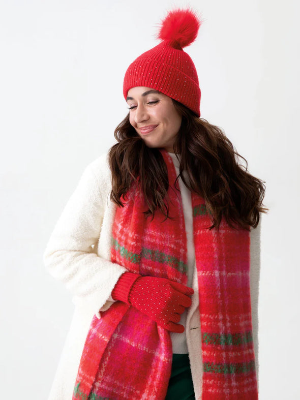 Shiraleah Red Natalia Beanie
