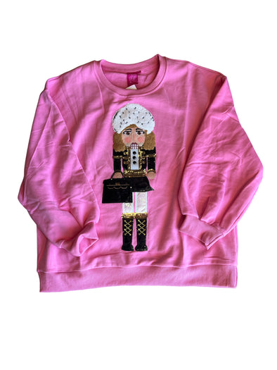 QOS Pink Blonde-Haired Shopping Nutcracker Sweatshirt