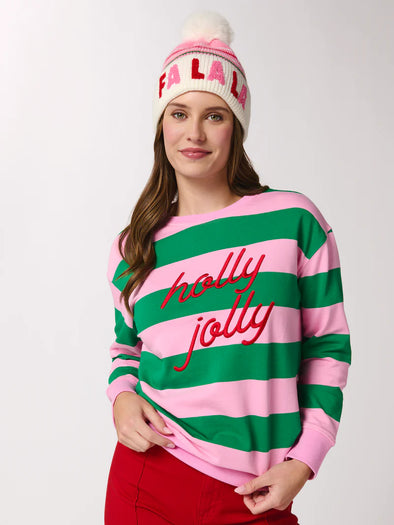 Shiraleah Holly Jolly Striped Classic Sweatshirt