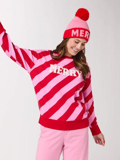 Shiraleah Merry Diagonal Striped Classic Sweatshirt