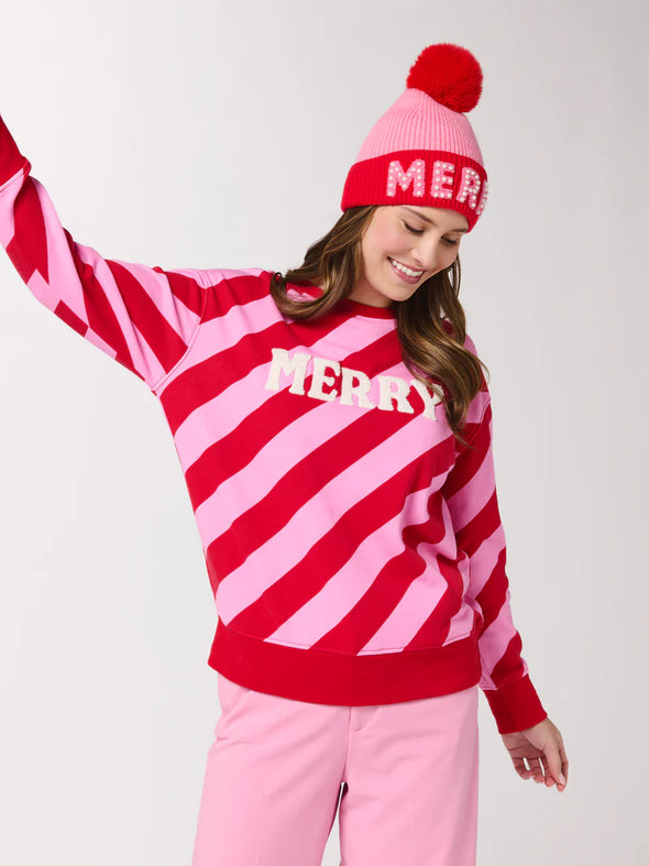 Shiraleah Merry Diagonal Striped Classic Sweatshirt