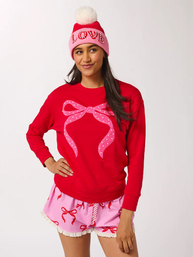Shiraleah Red Pearl Bow Classic Sweatshirt