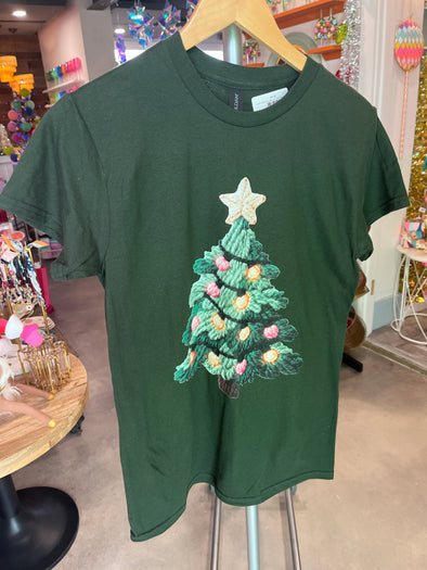Forest Green Latch Hook Yarn Christmas Tree Tee