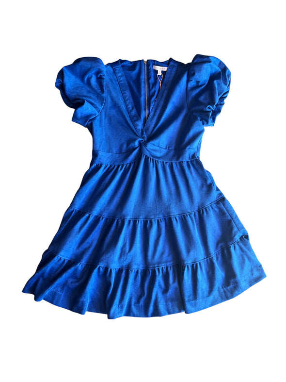 Skies are Blue Cobalt Suede Twisted Front Dress