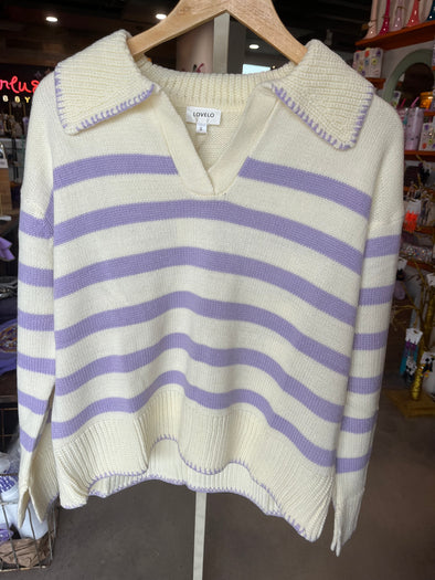 GeeGee Ivory and Lavender Sweater