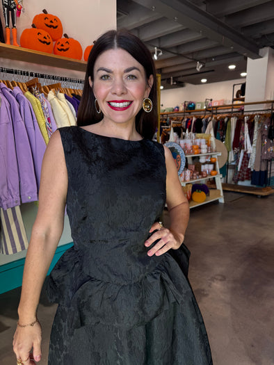 Sincerely Ours Black Brocade Birdie Top