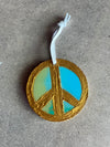 Handmade Gold Peace Sign Ornaments