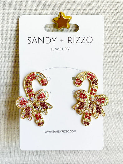 Candy Cane Jeweled Earrings