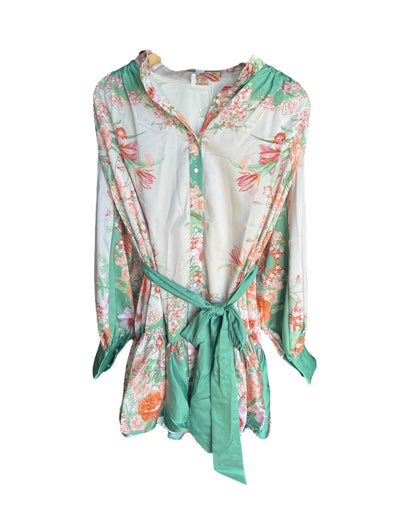 Fate by LFD Tan Floral Button Down Dress
