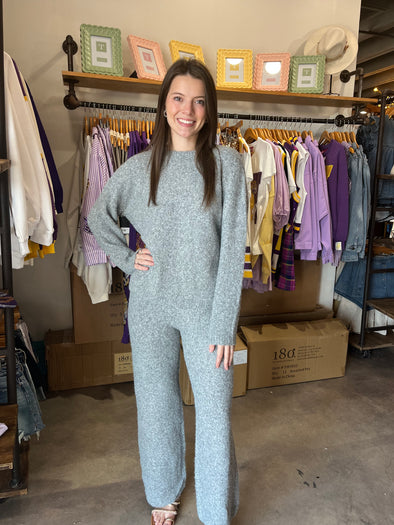Pinch Charcoal Knit Wide Leg Pants