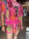 QOS Pink Multi Coral and Seahorse Mesh Shorts