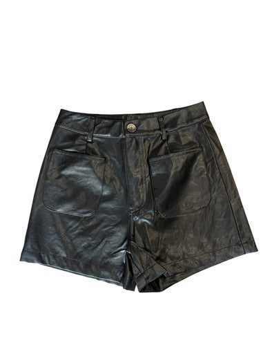 Entro Black Leather Shorts