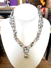 Scarf Necklace with Silver Tiger Pendant