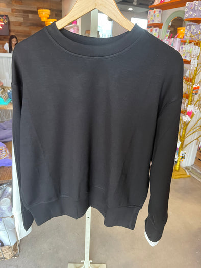 P. Cill Black Contrast Stripe Sweatshirt