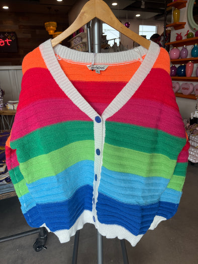 Davi & Dani Striped Texture Knit Multi Color Cardigan