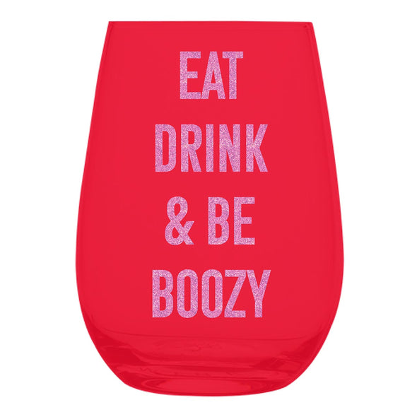 Slant Eat, Drink, & Be Boozy Stemless Wine Glass