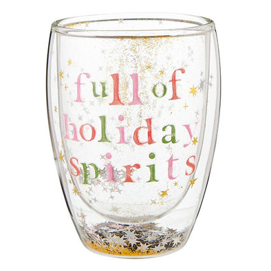 Slant Full Of Holiday Spirits Double Wall Glass