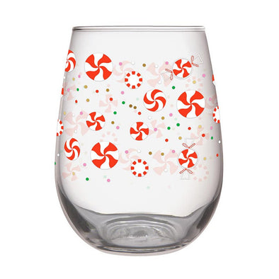 Slant Peppermint Snow Stemless Wine Glass