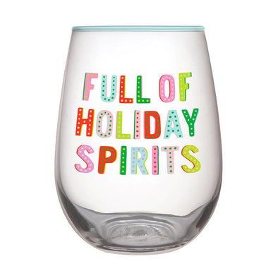 Slant Full Of Holiday Spirits Wine Glass