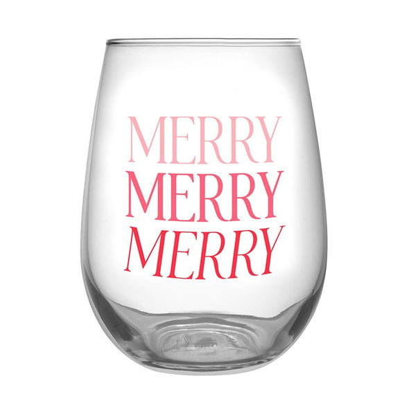 Slant Merry Merry Merry Stemless Wine Glass