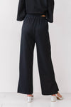 P. Cill Black Scuba Wide Leg Slit Pants