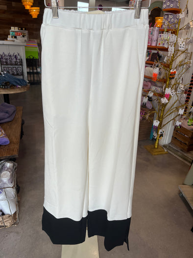 P. Cill Ivory Contrast Hem Pants