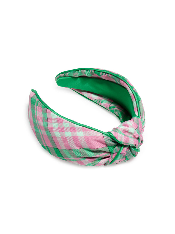 Shiraleah Green Plaid Knotted Headband