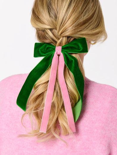 Shiraleah Green Two-Tone Velvet Bow Clip