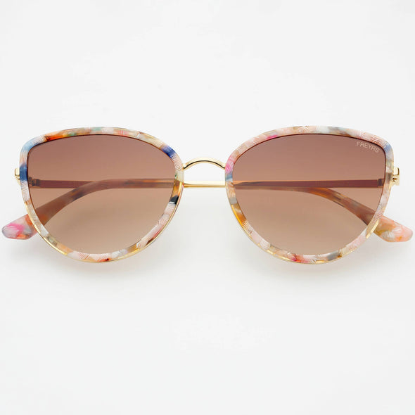Freyers Rose Tortoise Luna Acetate Womens Cat Eye Sunglasses