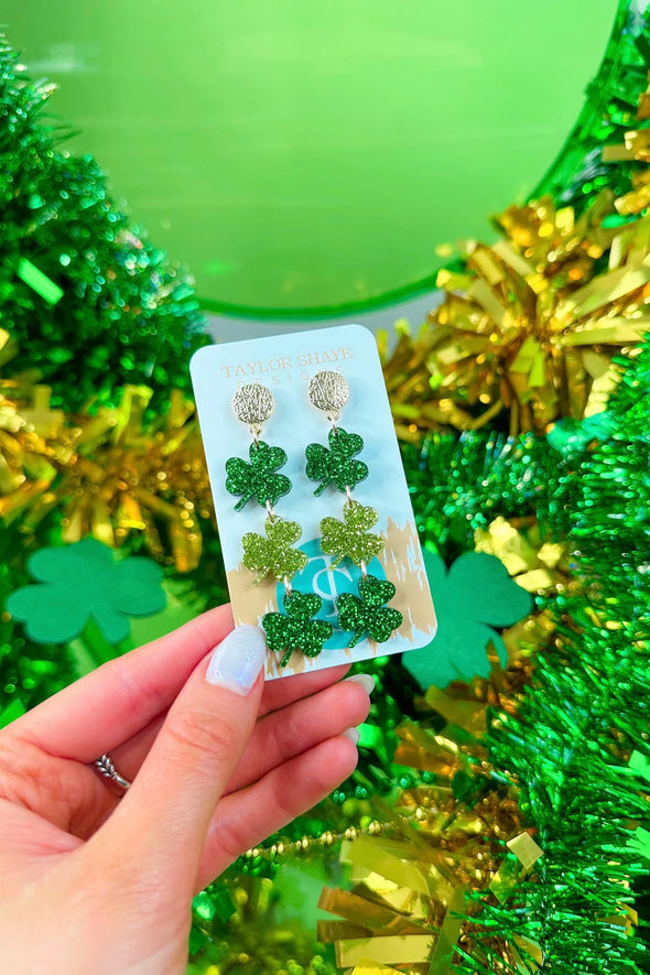 Taylor Shaye Triple Shamrock Drops- Green Glitter Mix