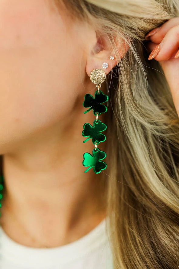 Taylor Shaye Triple Shamrock Drops- Green Mirror