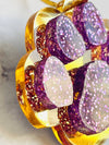 Louie Love Purple & Gold Football Sports Paw Hoop Earrings