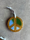 Handmade Gold Peace Sign Ornaments