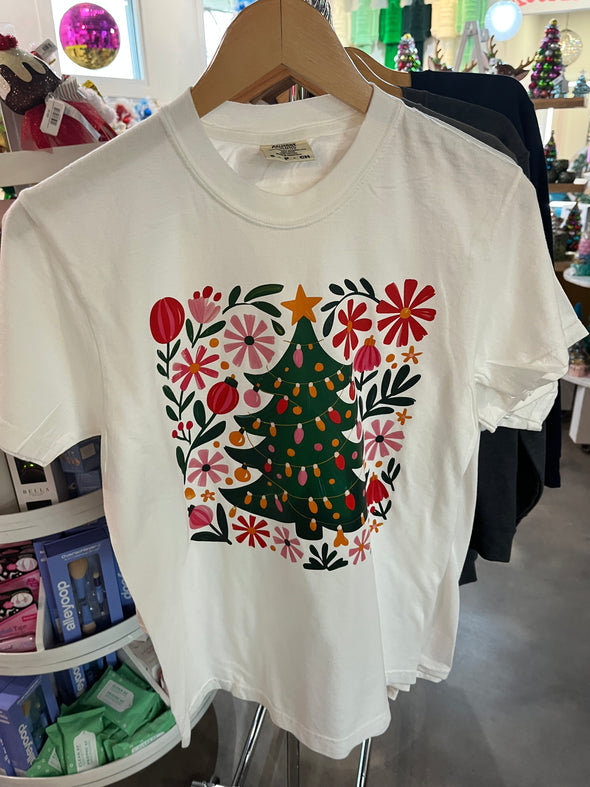 White Coquette Christmas Tree Tee