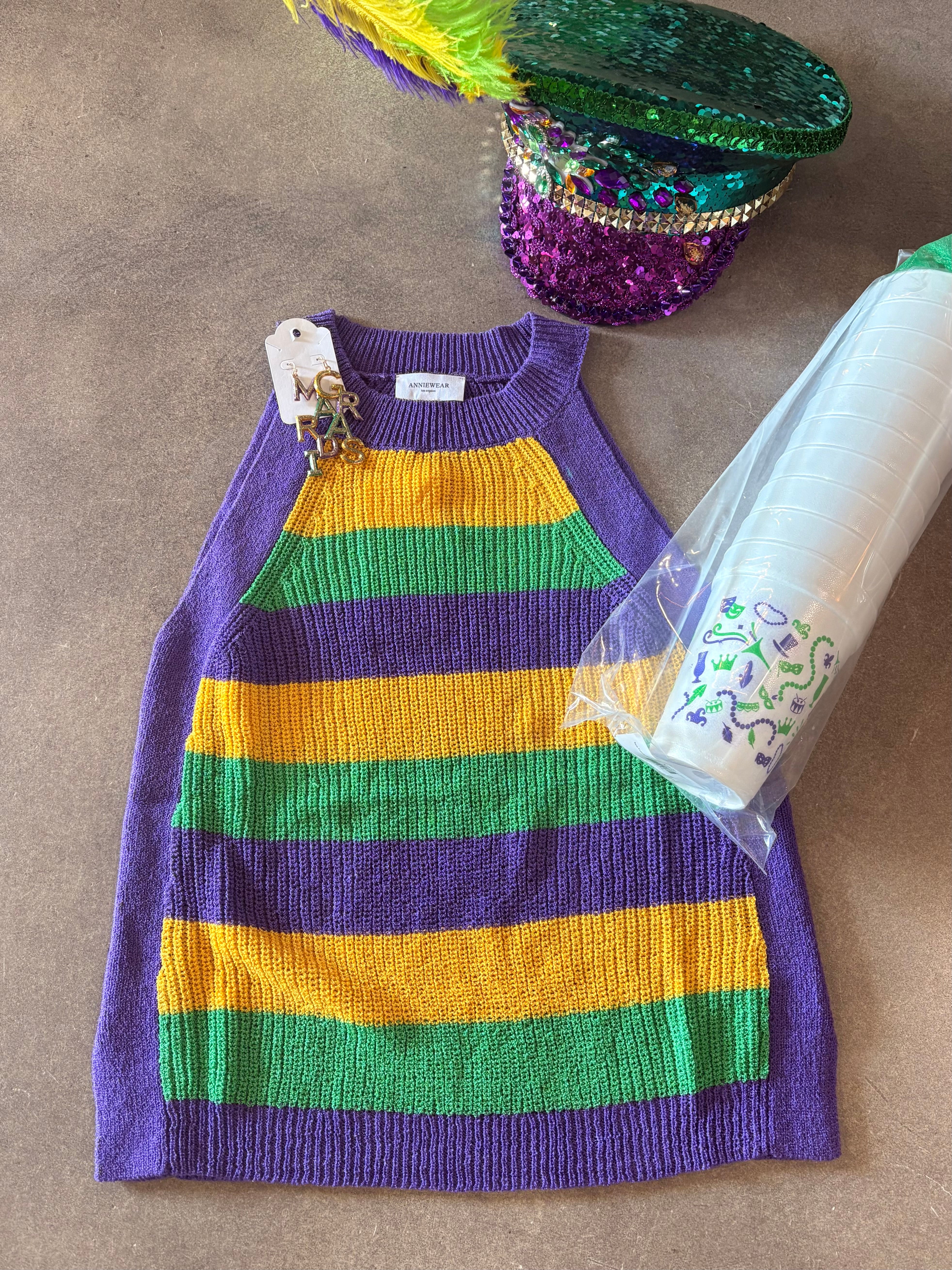 Annniwear Mardi Gras Knit Halter Top Annniwear Mardi Gras Knit Halter Top