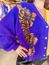 QOS Purple and Yellow Tiger Cardigan